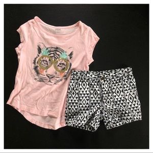 Pink Tiger Tee & Cool Print Shorts Outfit